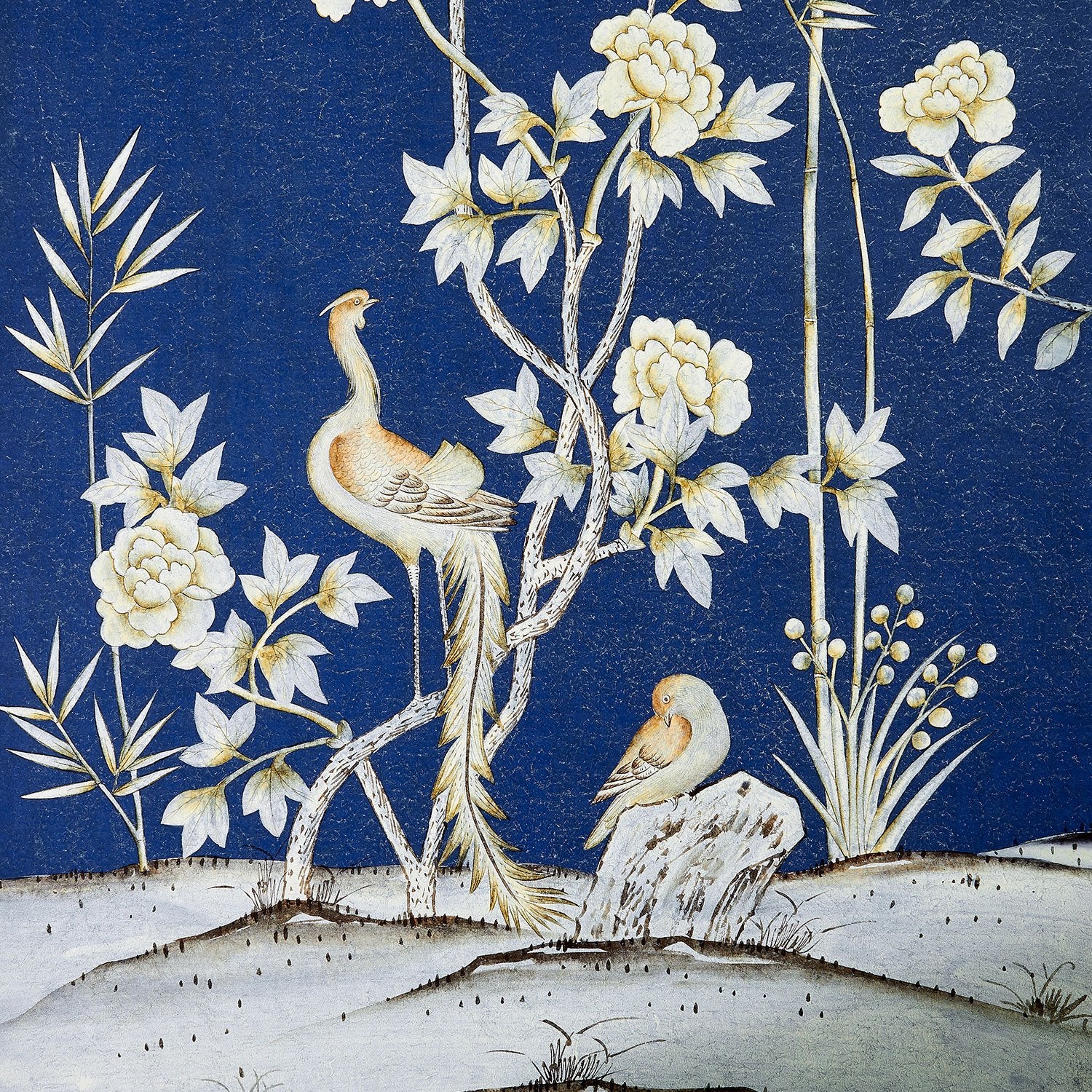 Bird and Floral Detail of Belfort in Royal Chinoiserie Wallpaper Mural