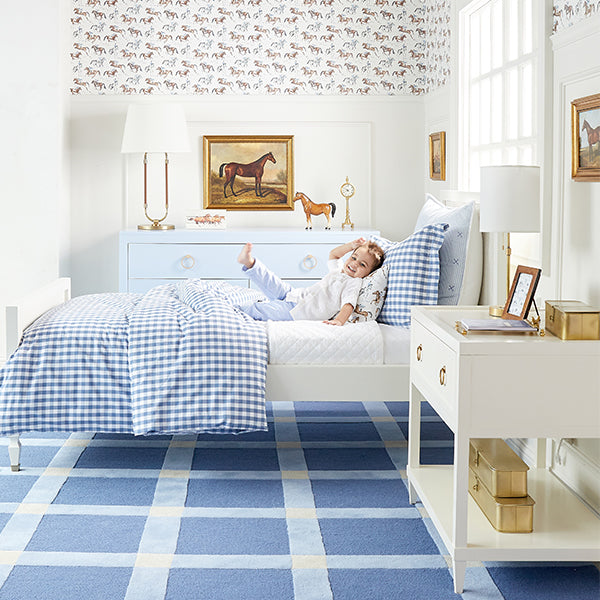 Berwick Checkered Navy Rug in Boy's Room