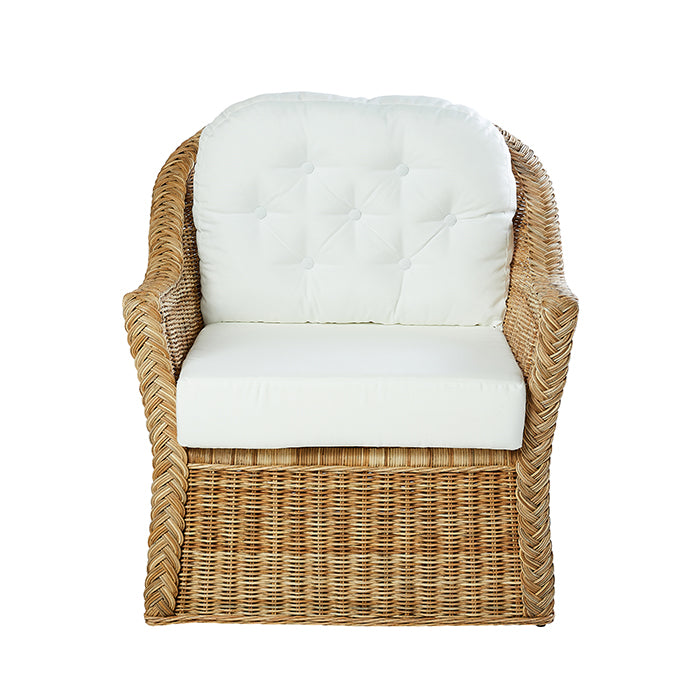 Capri Outdoor Lounge Chair Woven Base with White Cushions