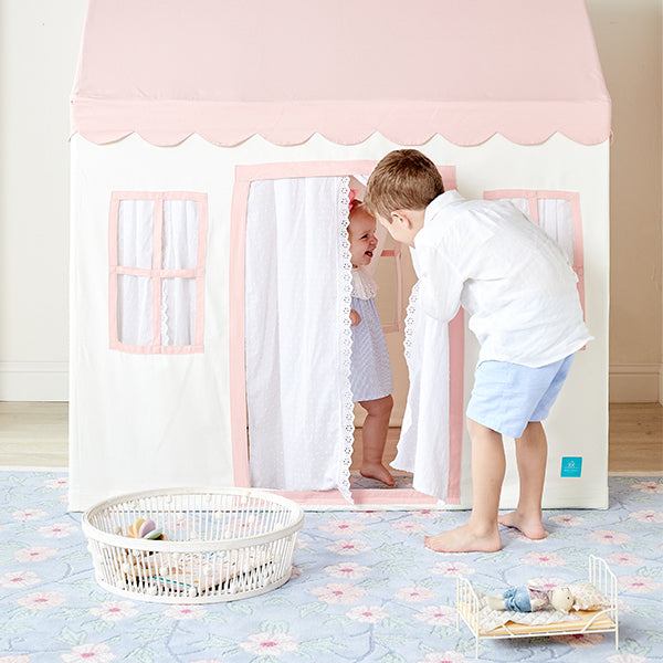 Porcelain Pansies Rug in Playroom