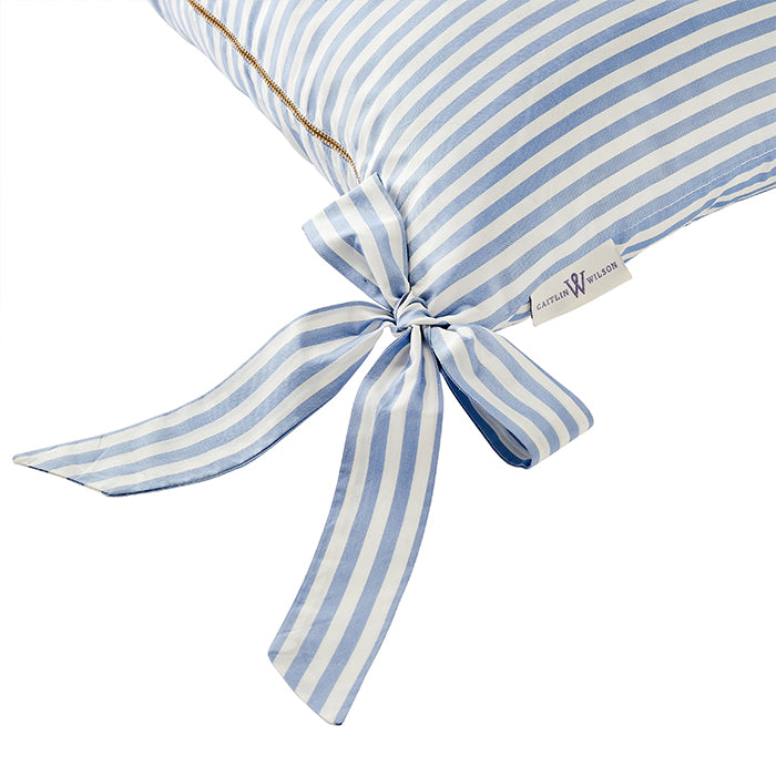 Bow on Corner of Noelle Bow Pillow in French Blue