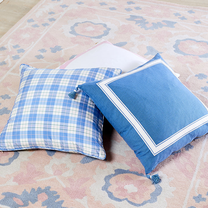 Porcelain Plaid in Silk Throw Pillow with Coordinating Pillows