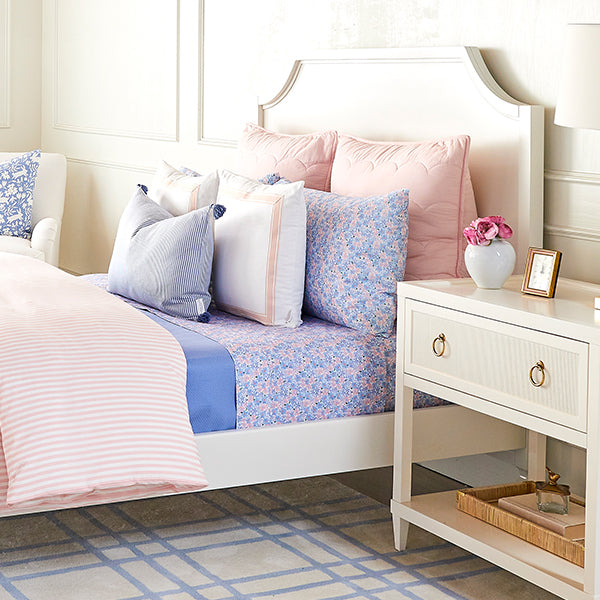 Bedroom with Blush Pink Scallop Pillow Shams