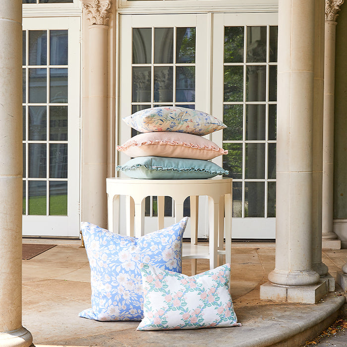 Sage Beth Box Pleat Pillow on Patio