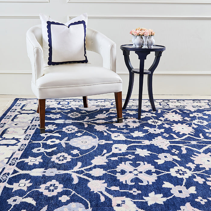 Navy Virginia Side Table with White Chair