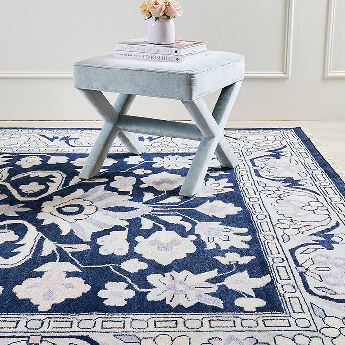 Bold Floral Farah Rug in Bayberry Navy