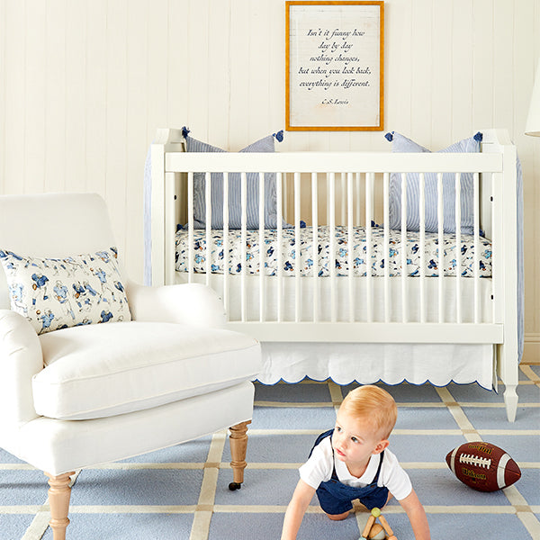 Scallop Crib Skirt in French Blue