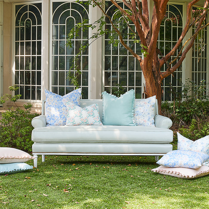 Outdoor Seating with Beth Box Pleat Pillow in Sage
