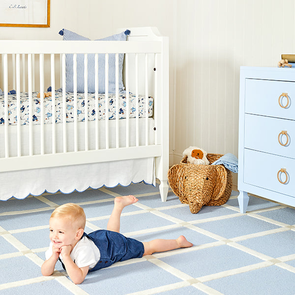 Scallop Crib Skirt in French Blue