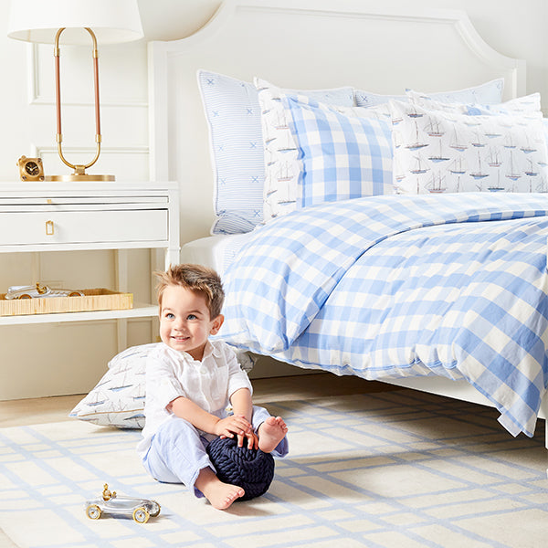 Boy in Room with Sailing Pillows