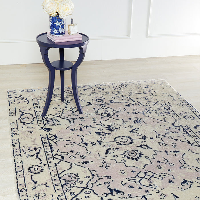 Navy Virginia Side Table on Neutral Rug