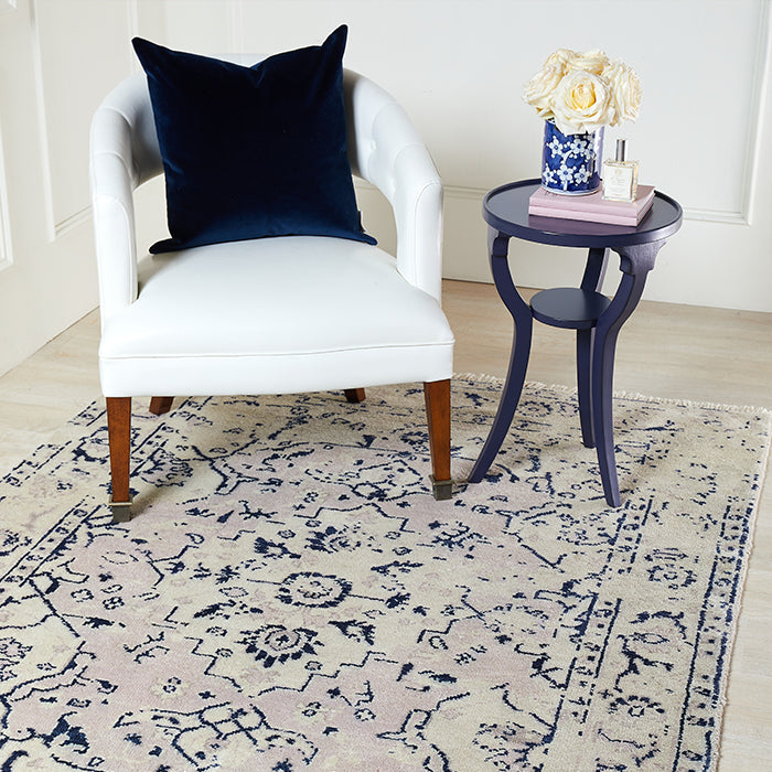 Navy Velvet Pillow in Chair