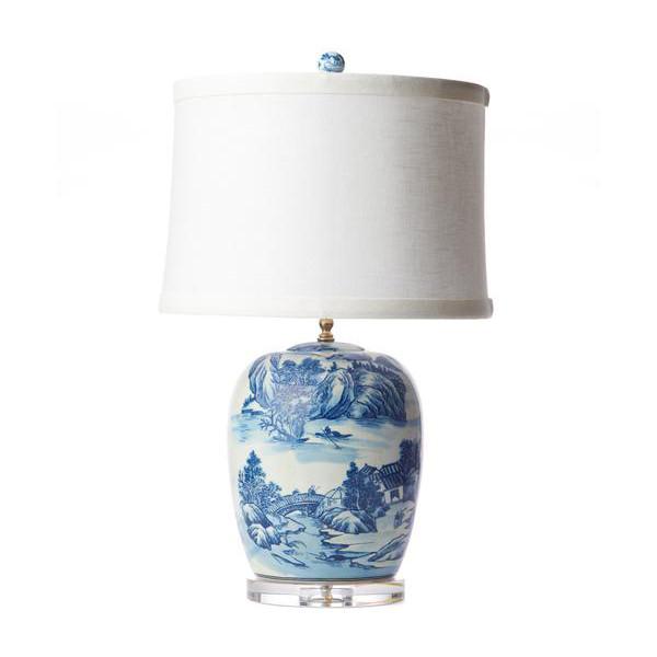 Grande Chinoiserie Blue and White Lamp