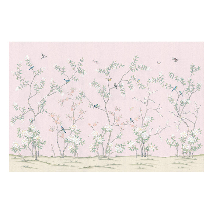 Abingdon Chinoiserie Wallpape in Lilac Pink Full Mural