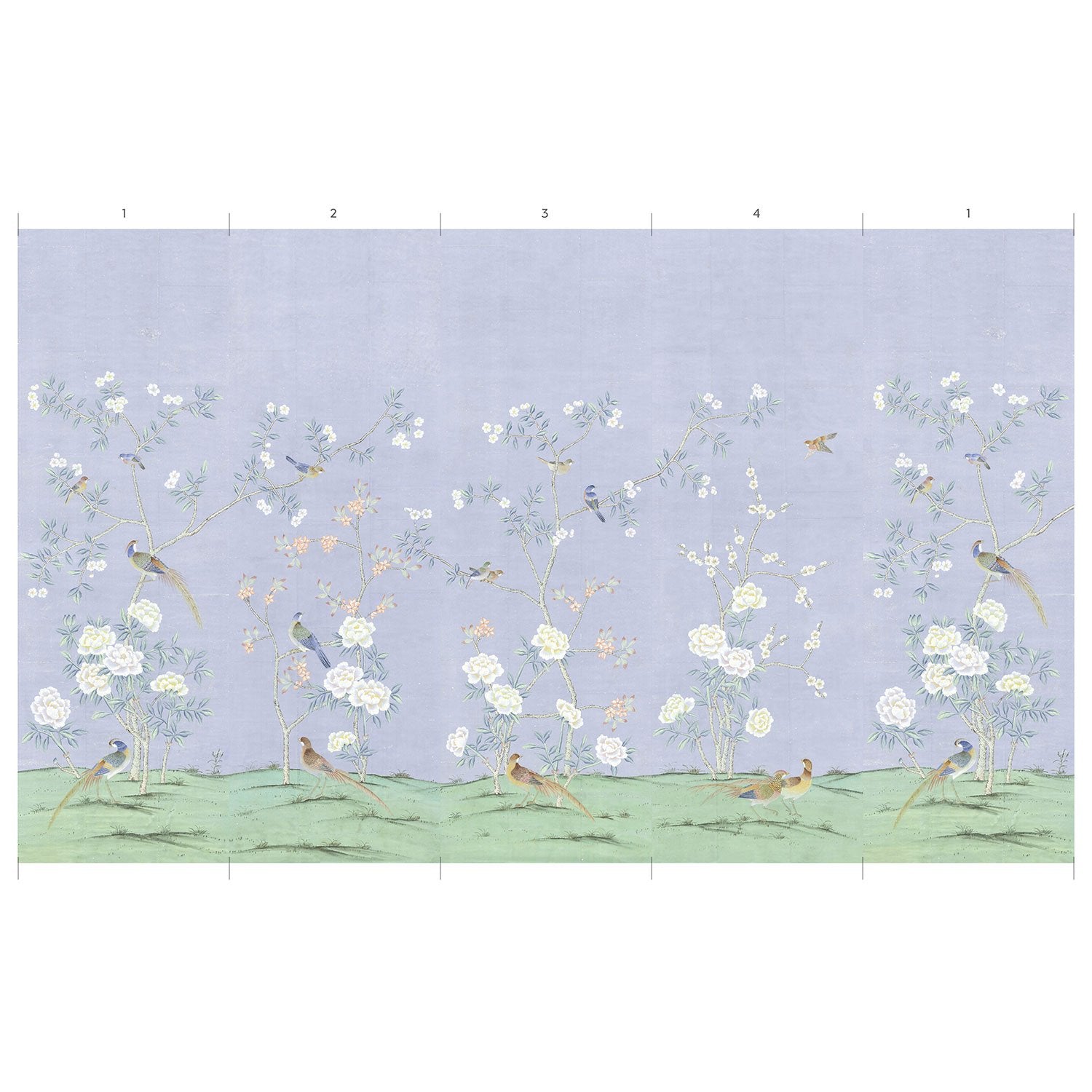 Floral Chinoiserie Mural Wallpaper in Abingdon Periwinkle Design 