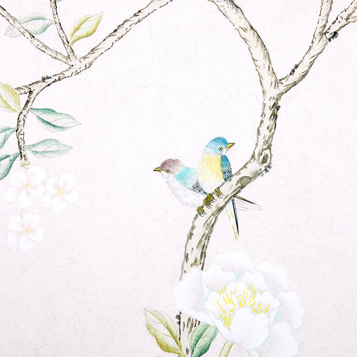 Bird Detail on Abingdon Chinoiserie Wallpaper Mural in Lilac