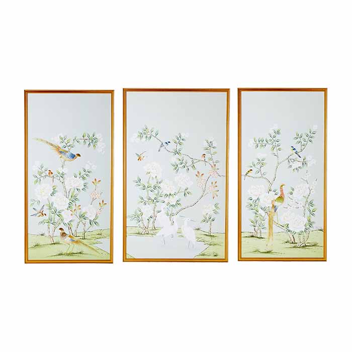 Abingdon Triptych in Spring Mist Framed Chinoiserie Art Prints