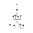 Alberto Large Two Tier Chandelier in Burnished Silver Leaf