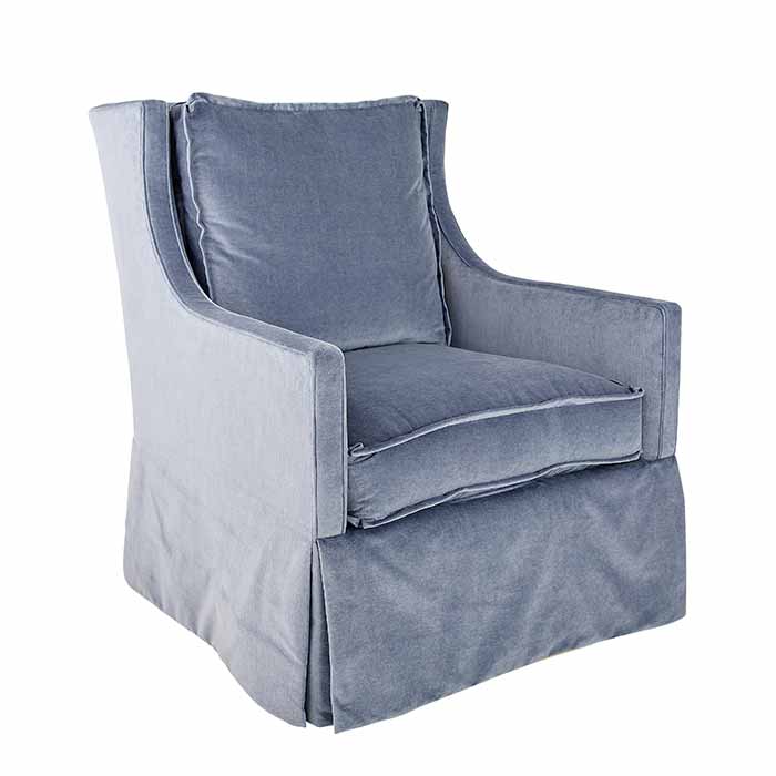 Alexandra Swivel Chair in Blue Velvet