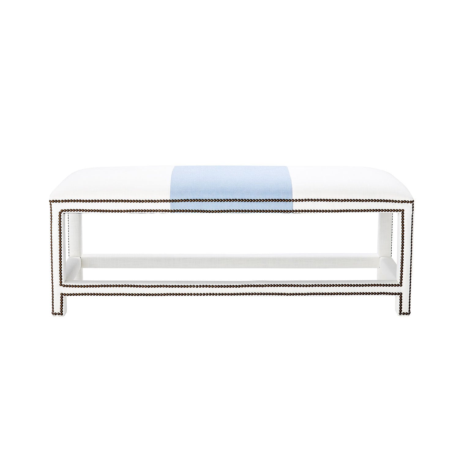 Anna Broad Stripe Bench with Brass Nailhead Accents