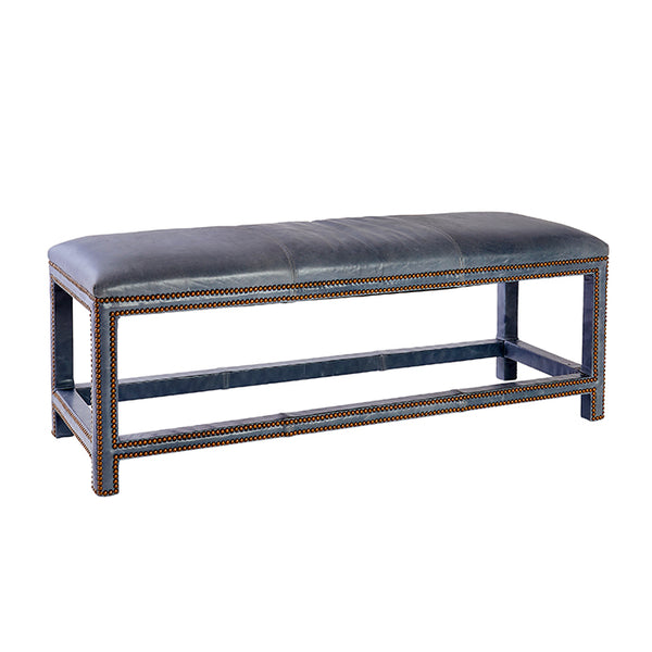 Navy leather deals bench