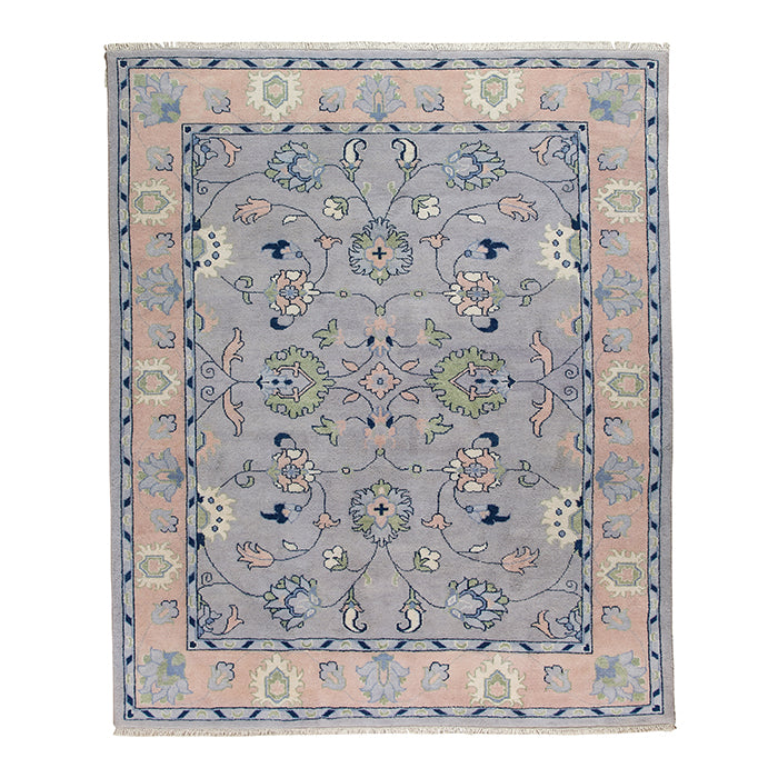Lavender Athena Rug with Periwinkle, Peach and Green Accents