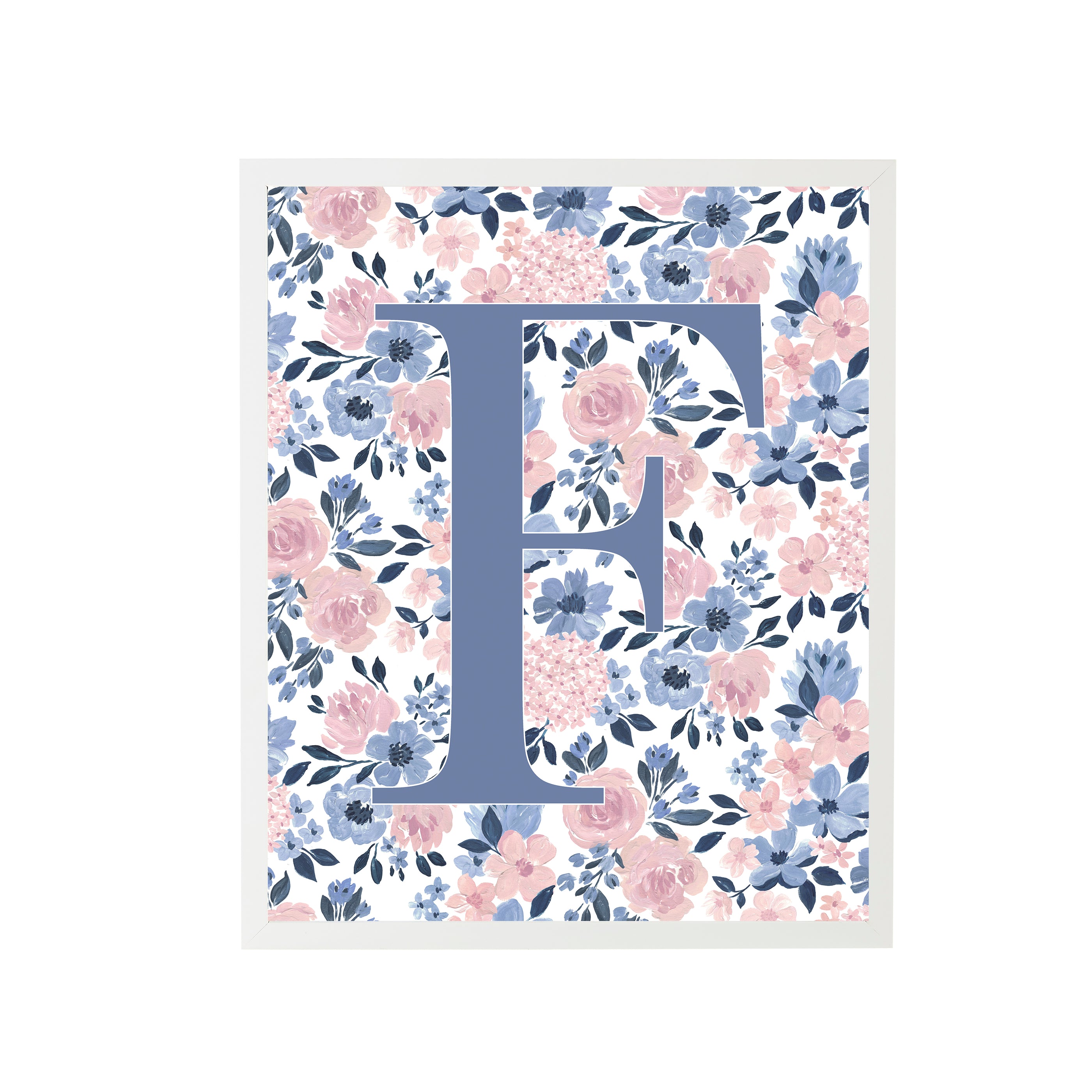 Ava Rose Letter F Floral Art Print