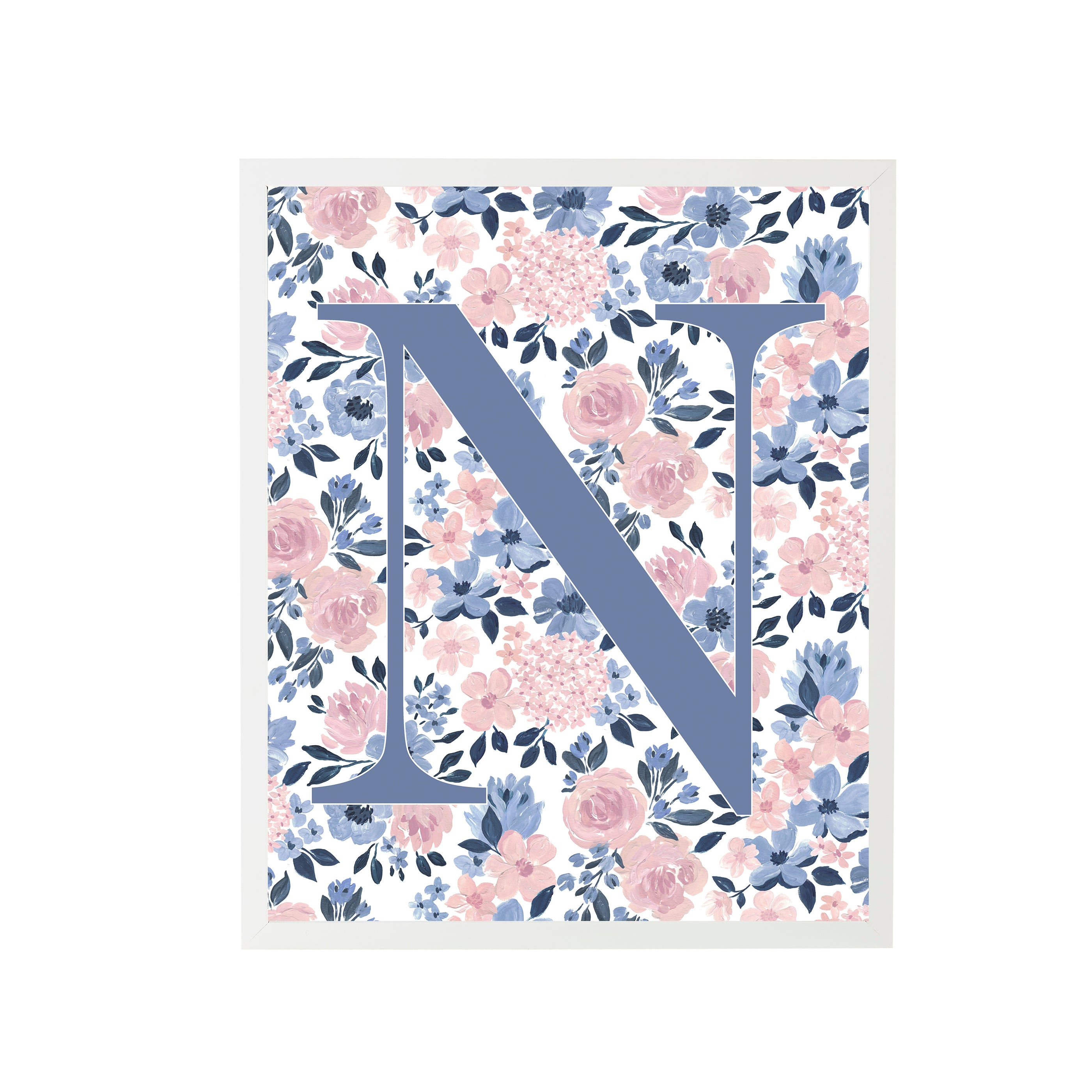 Ava Rose Letter N Nursery Art Print