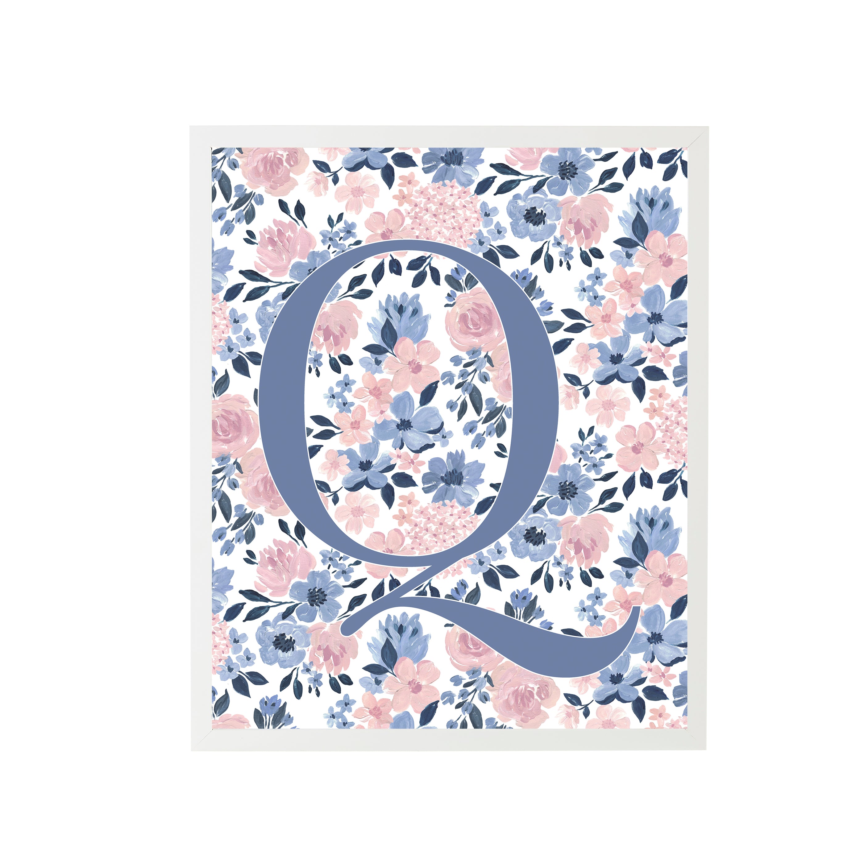 Ava Rose Letter Q Floral Art Print