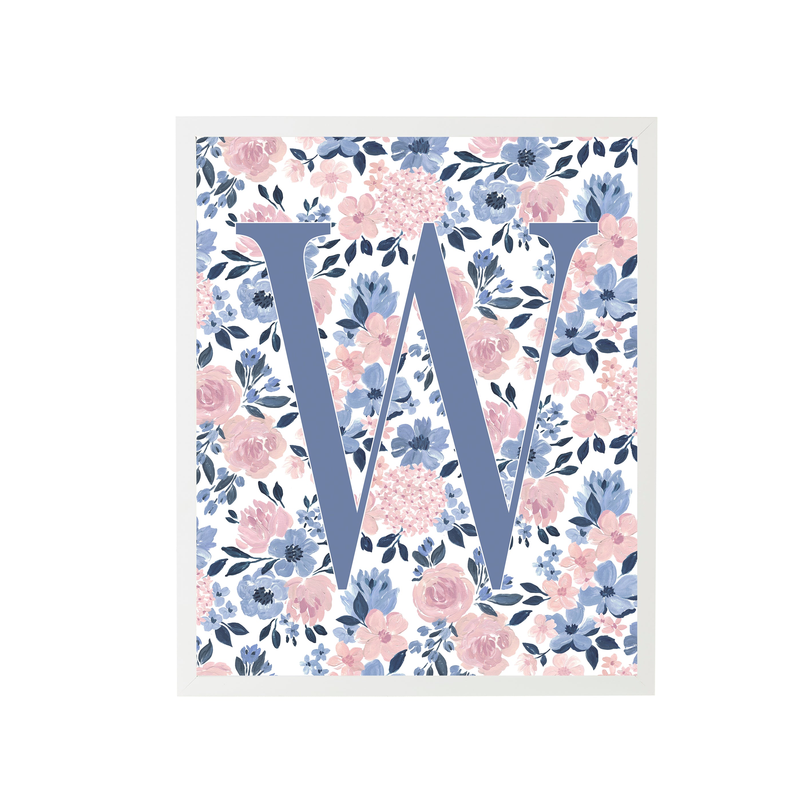 Ava Rose Letter W Nursery Art Print in Frame