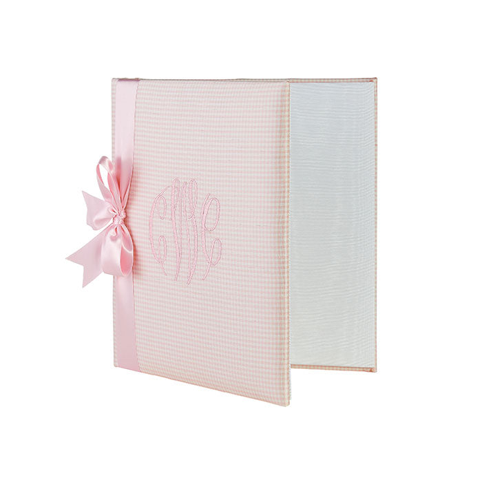 Bébé Book in Blush Gingham Baby Book with Ribbon