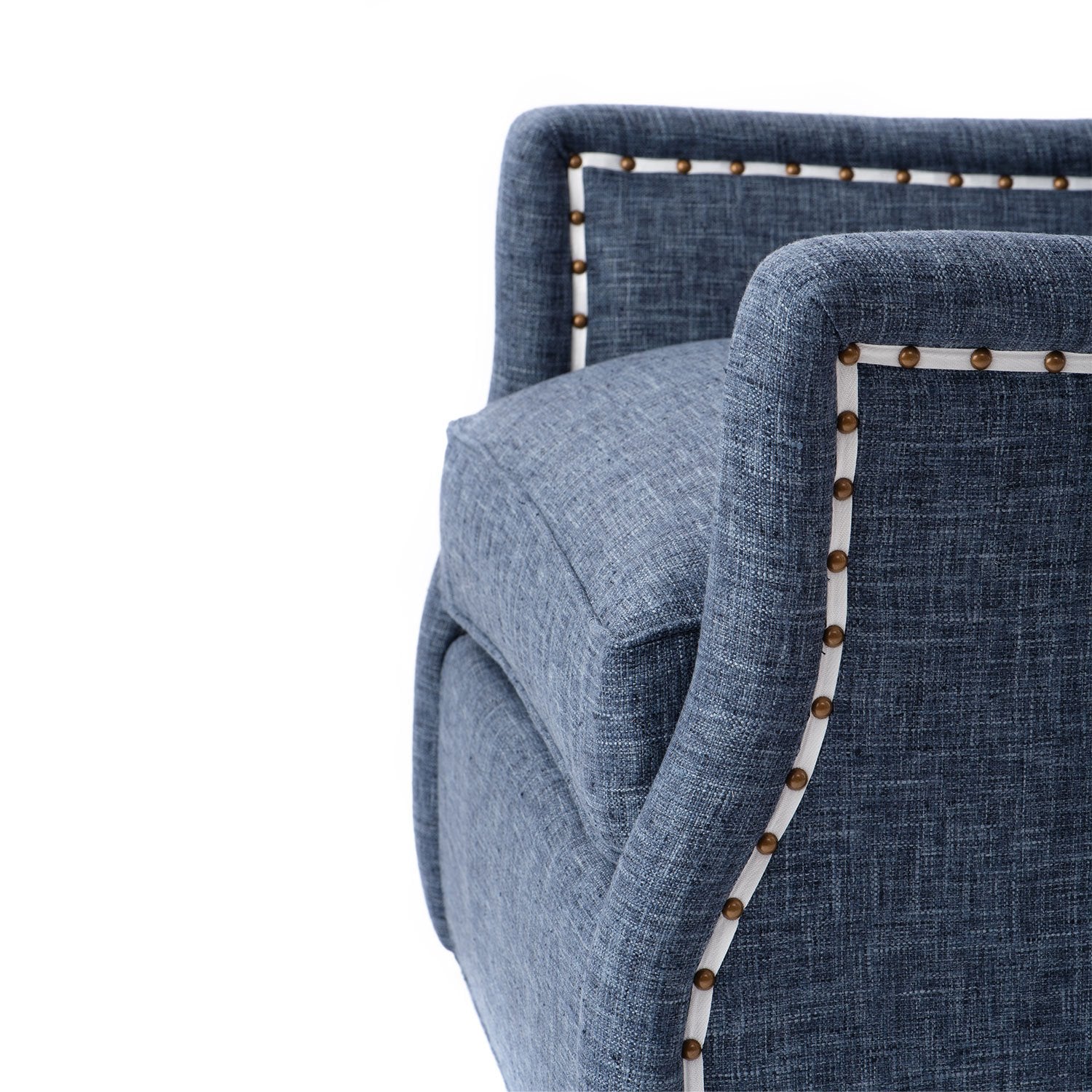 Cushion Detail of Barclay Swivel Chair in Denim Dream