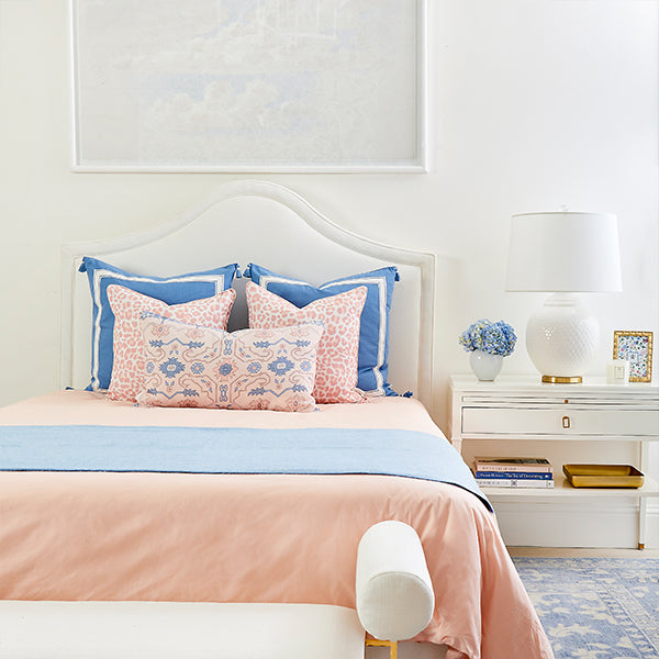 Blush Leopard Pillow in Bedroom