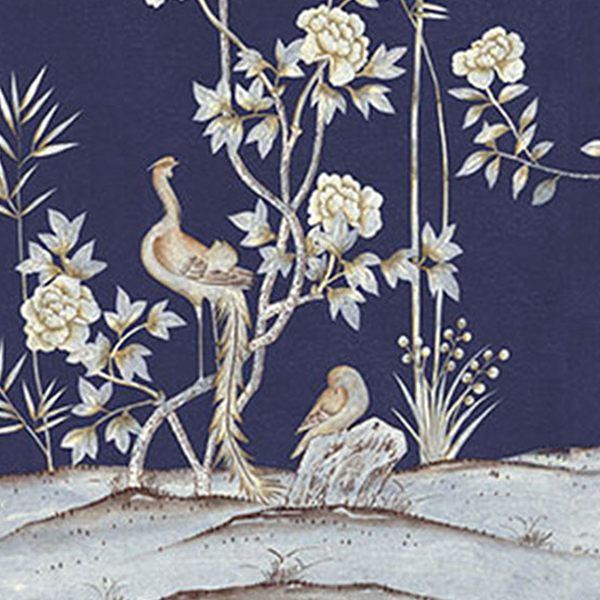 Belfort in Admiral Blue Chinoiserie Wallpaper Sample Swatch
