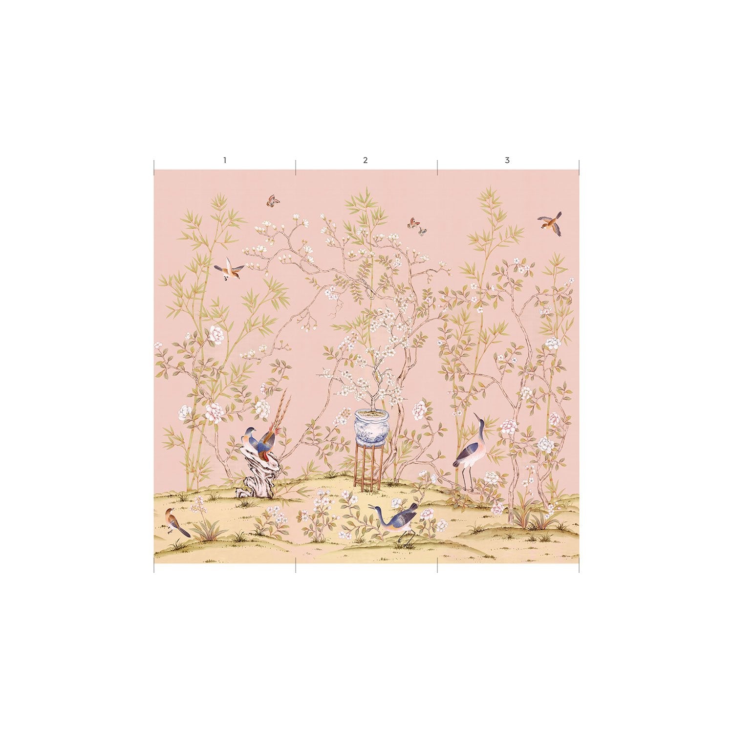 Panels of Belfort in Blush Chinoiserie Wallpaper