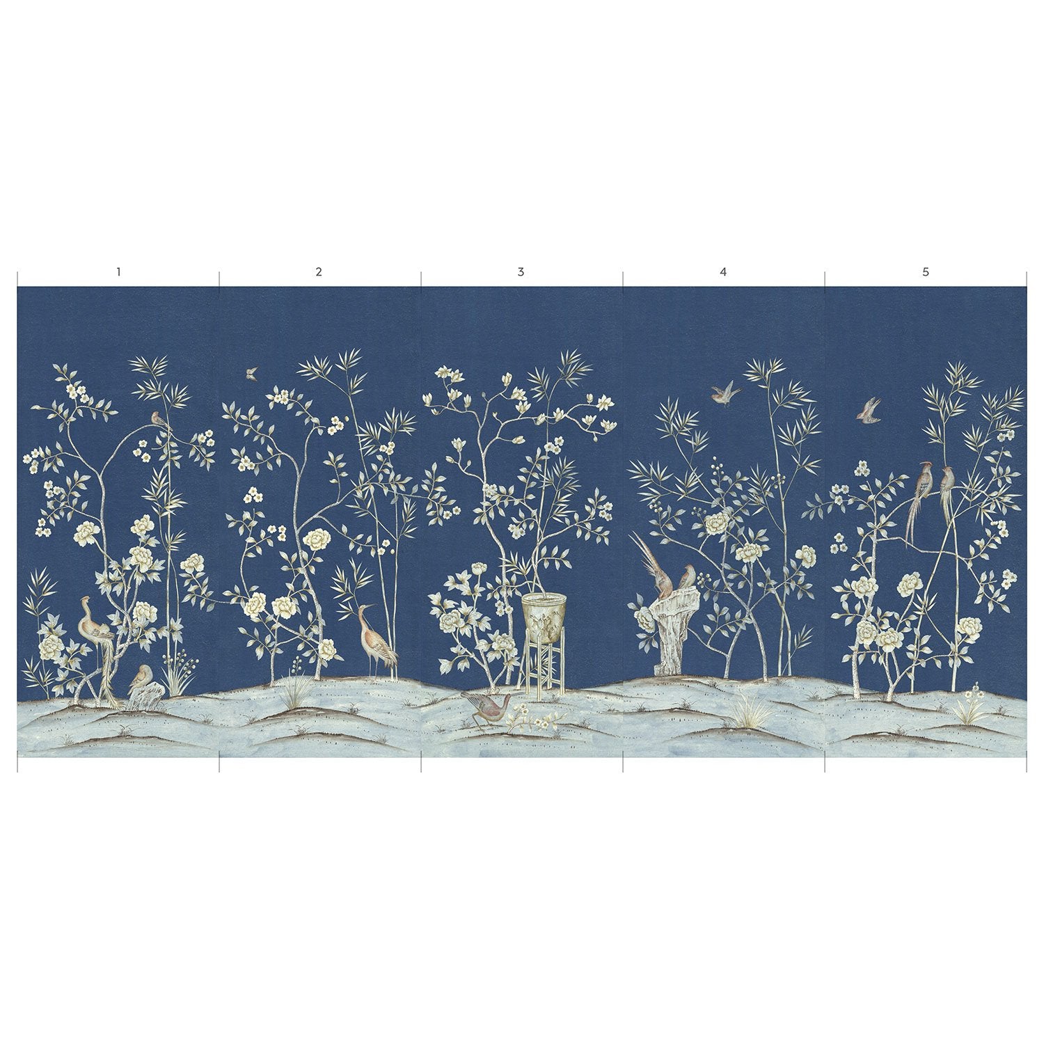 Panels of Belfort in Royal Chinoiserie Wallpaper Mural