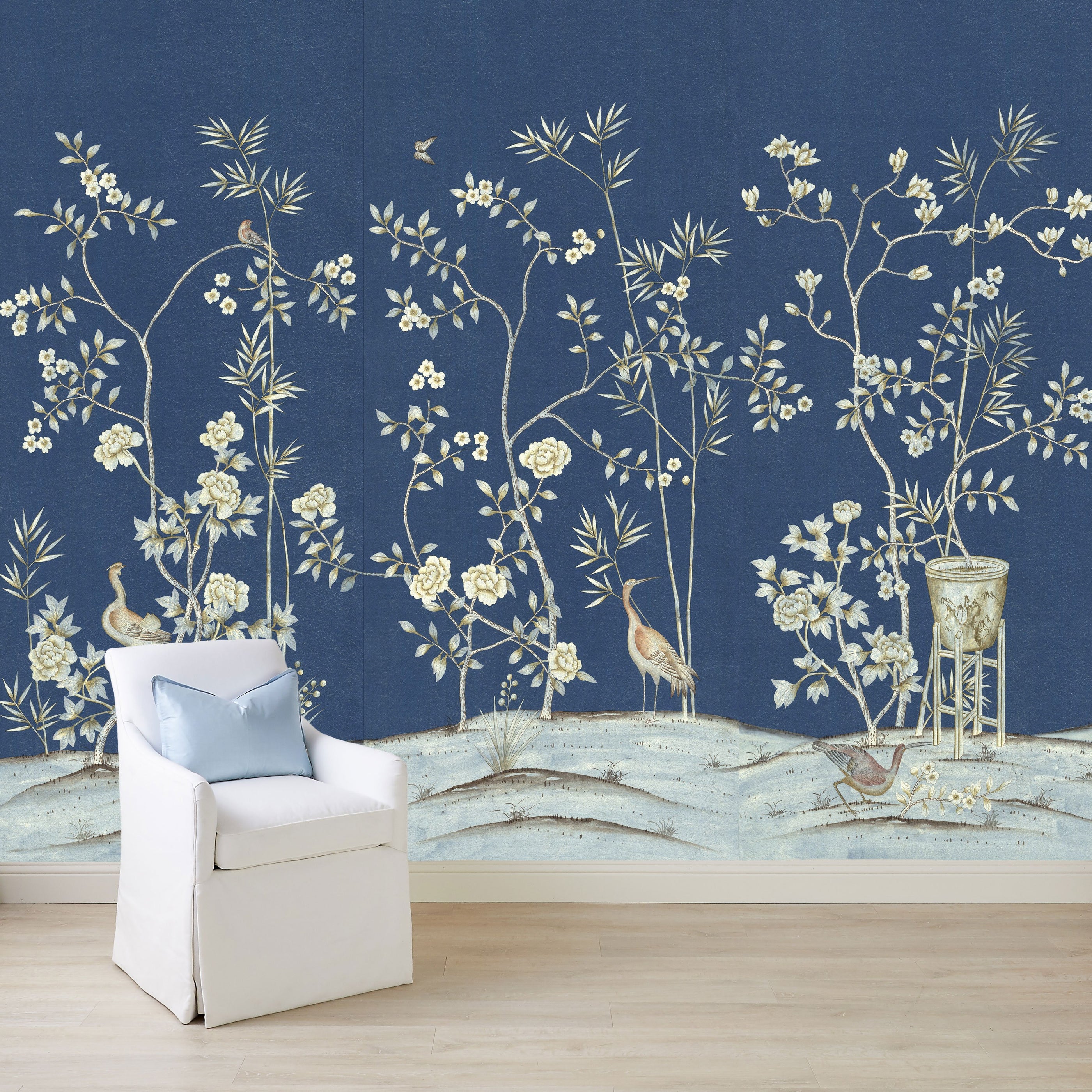 Belfort in Royal Chinoiserie Wallpaper Mural on Wall