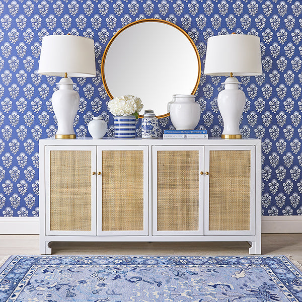 Bianca Double Cabinet with Woven Doors in Dining Room