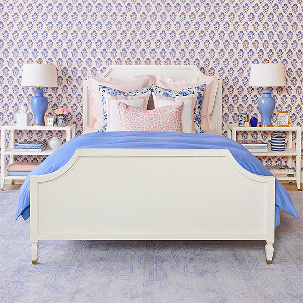 Sky Blue Desi Area Rug in Bedroom