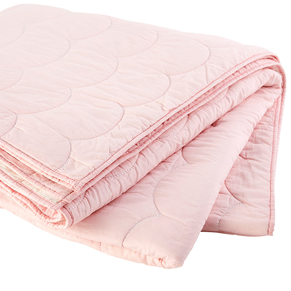 Folded Blush Pink Scallop Quilt 