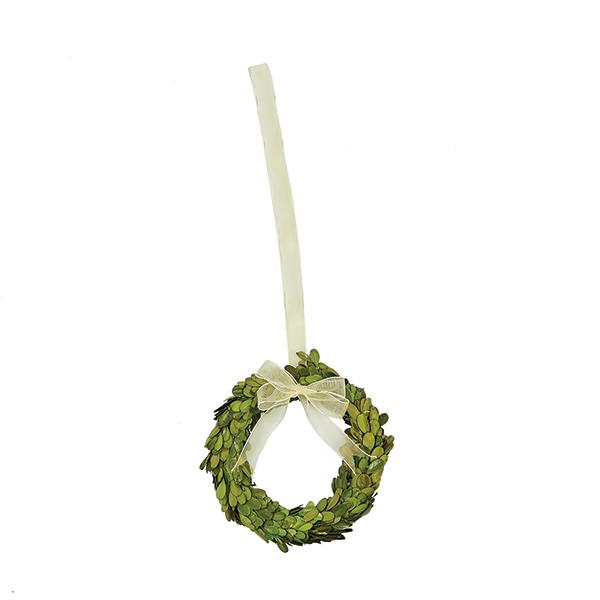Preserved Boxwood Wreath with Ribbon