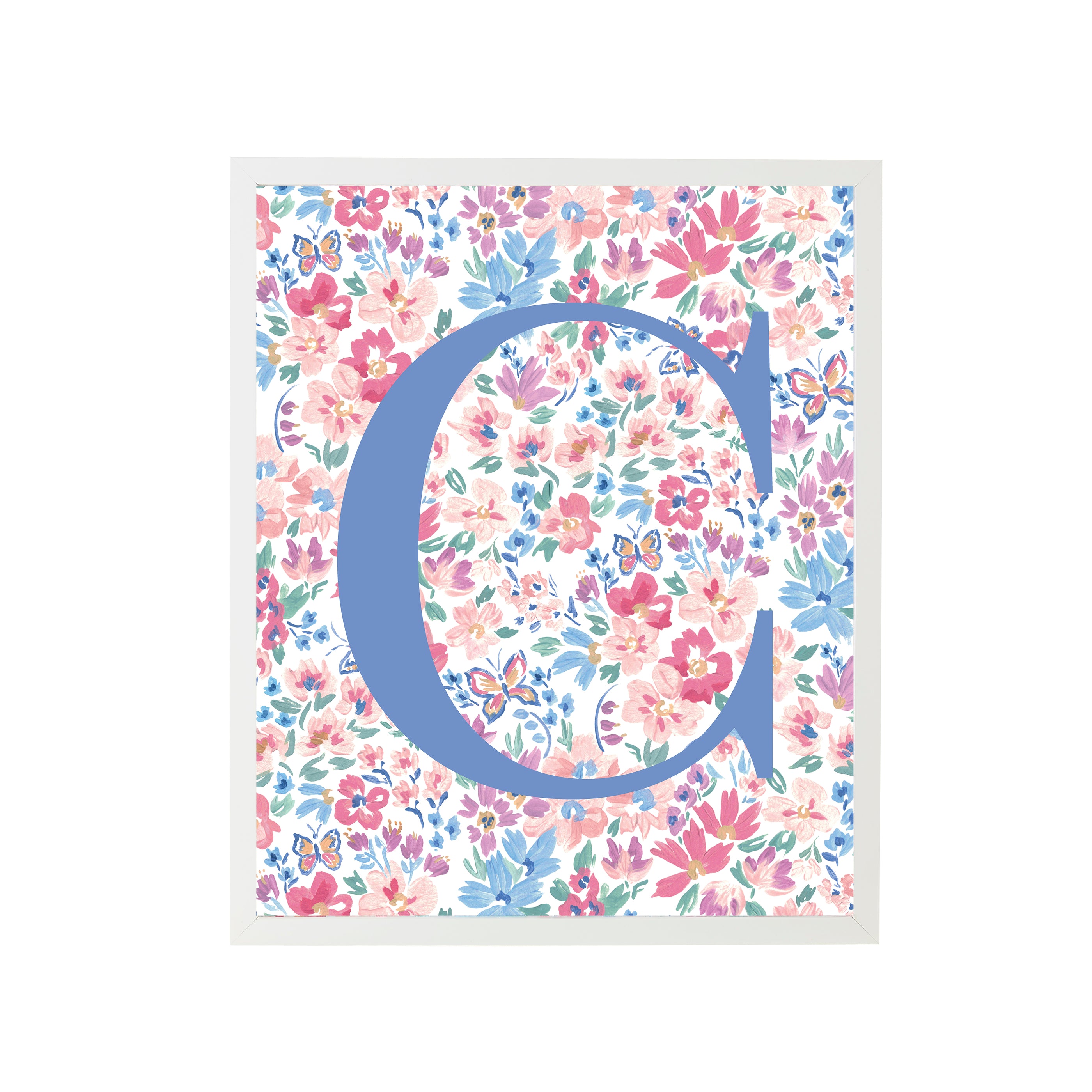 Framed "C" Butterfly Garden Letter Print