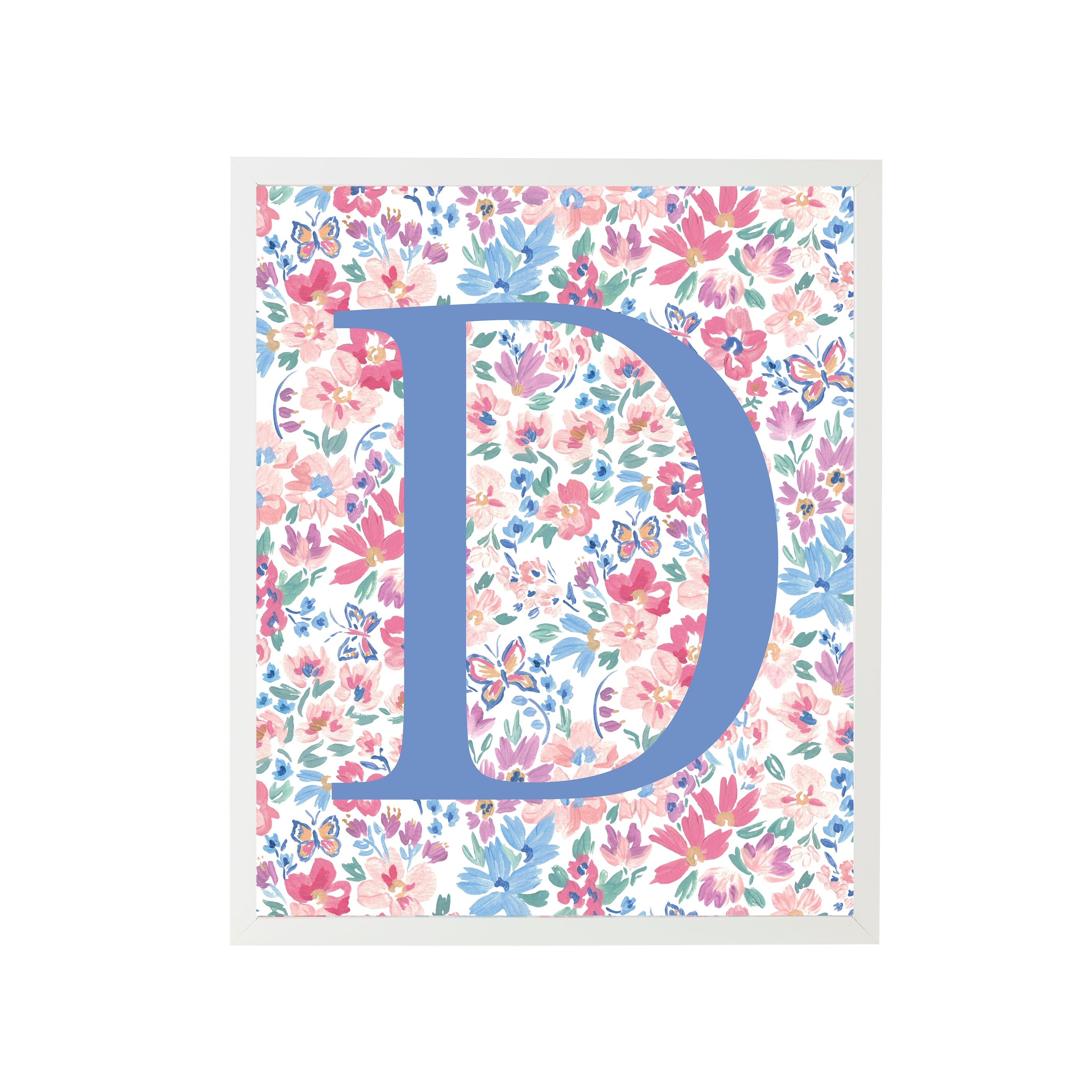 Butterfly Garden Letter Art Print "D" Nursery Decor