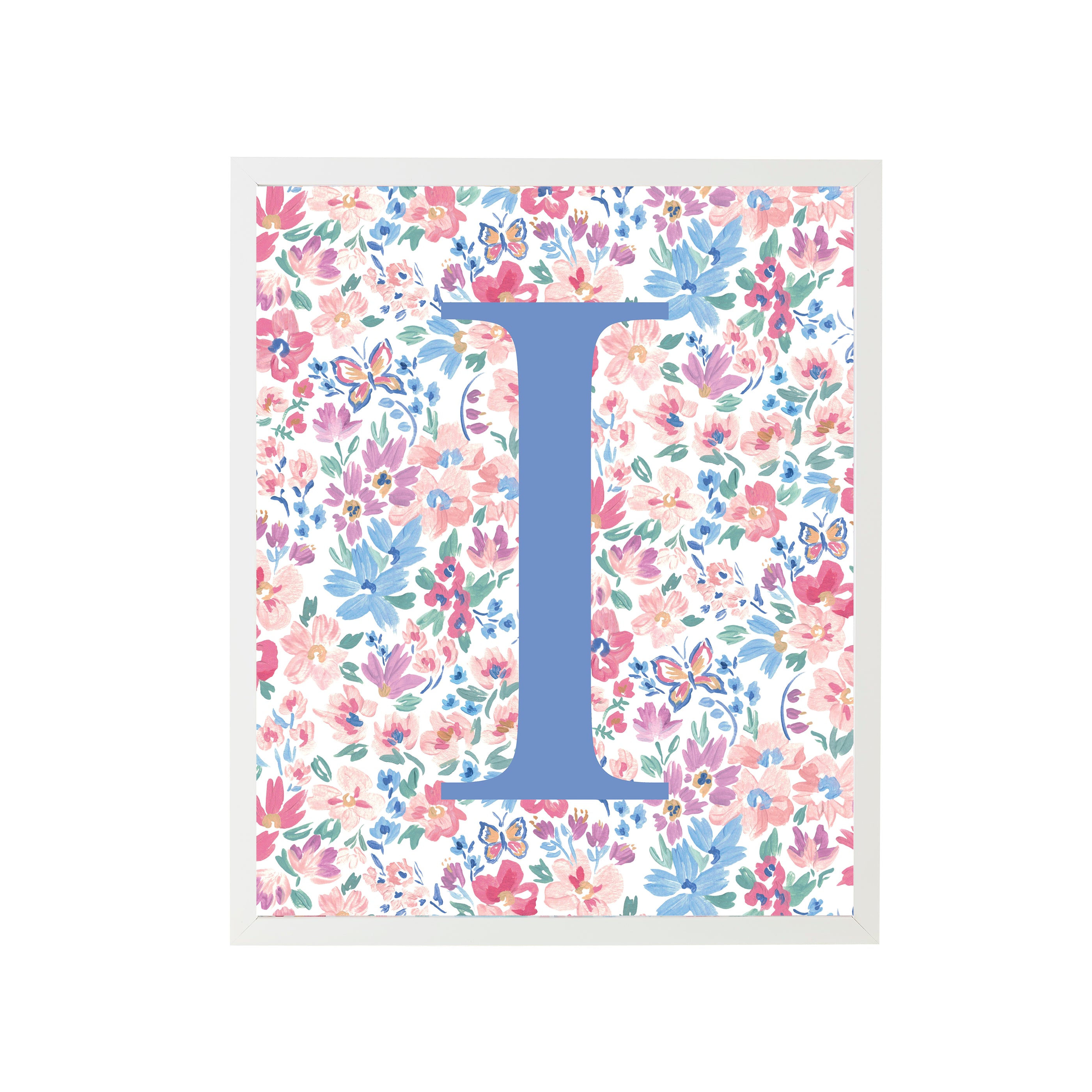 Butterfly Garden Letter Print Framed Art "I"