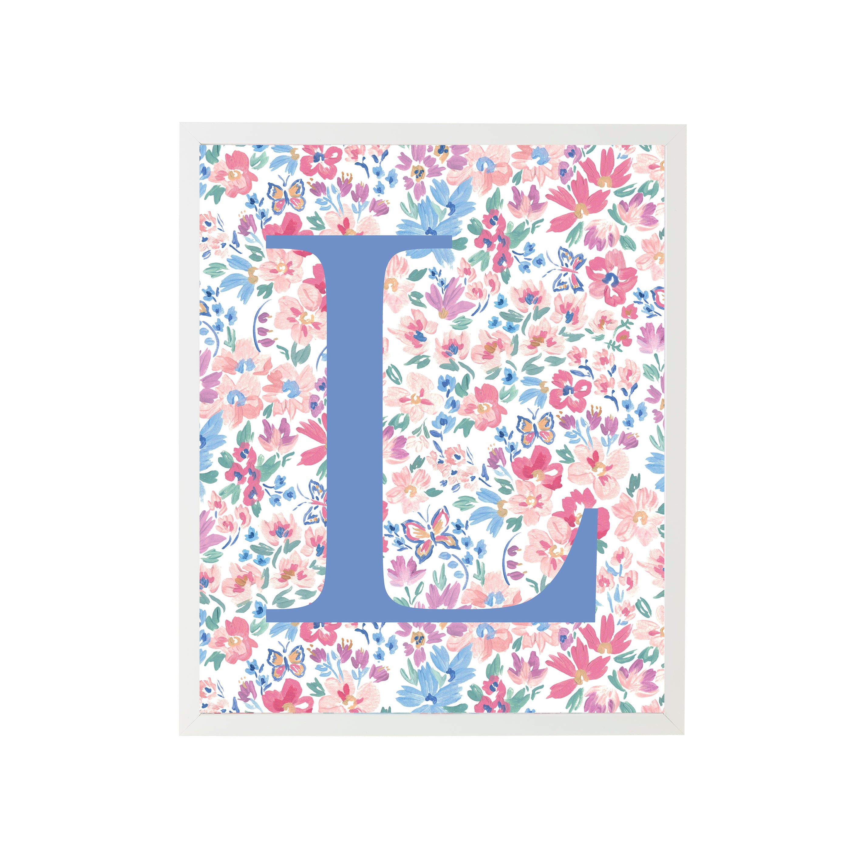 Framed "L" Butterfly Garden Letter Art Print