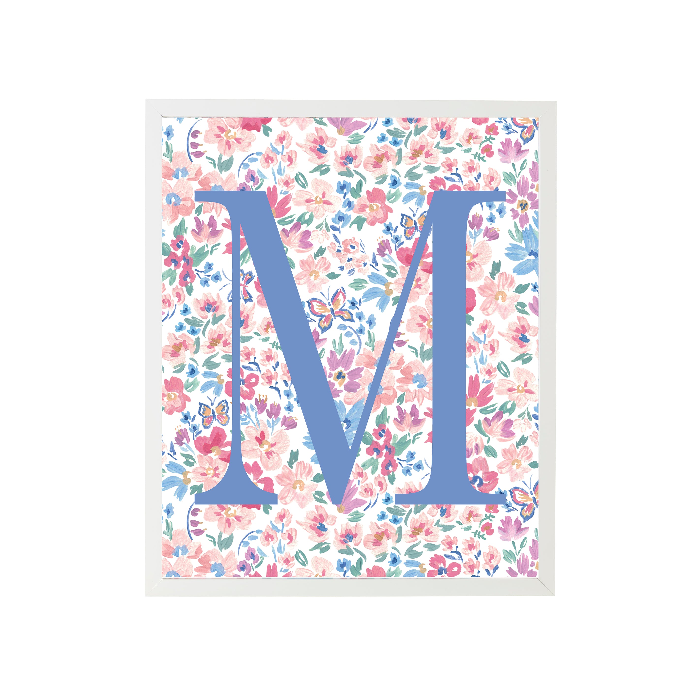 Butterfly Garden Letter M Art Print 