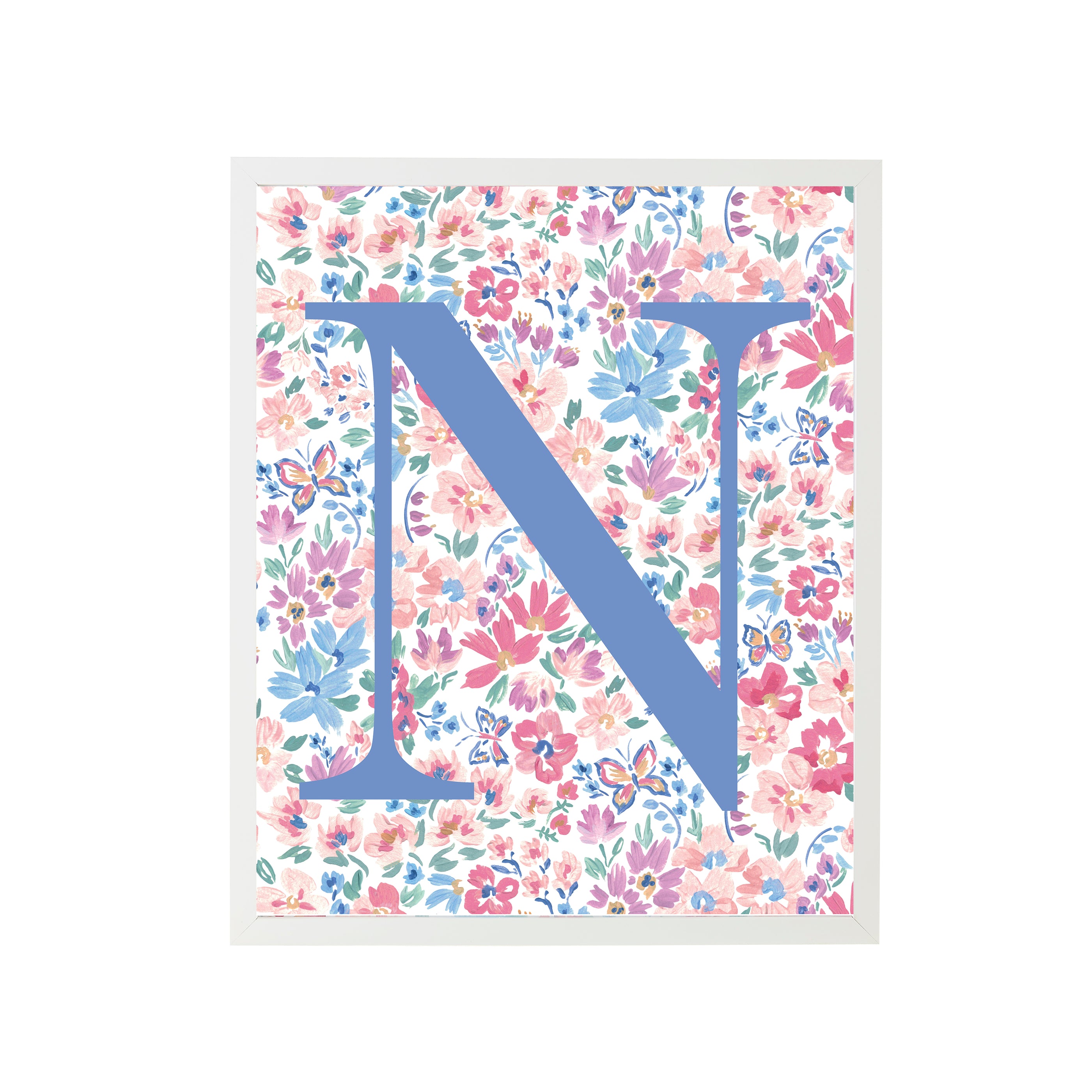 Butterfly Garden Letter N Art Print