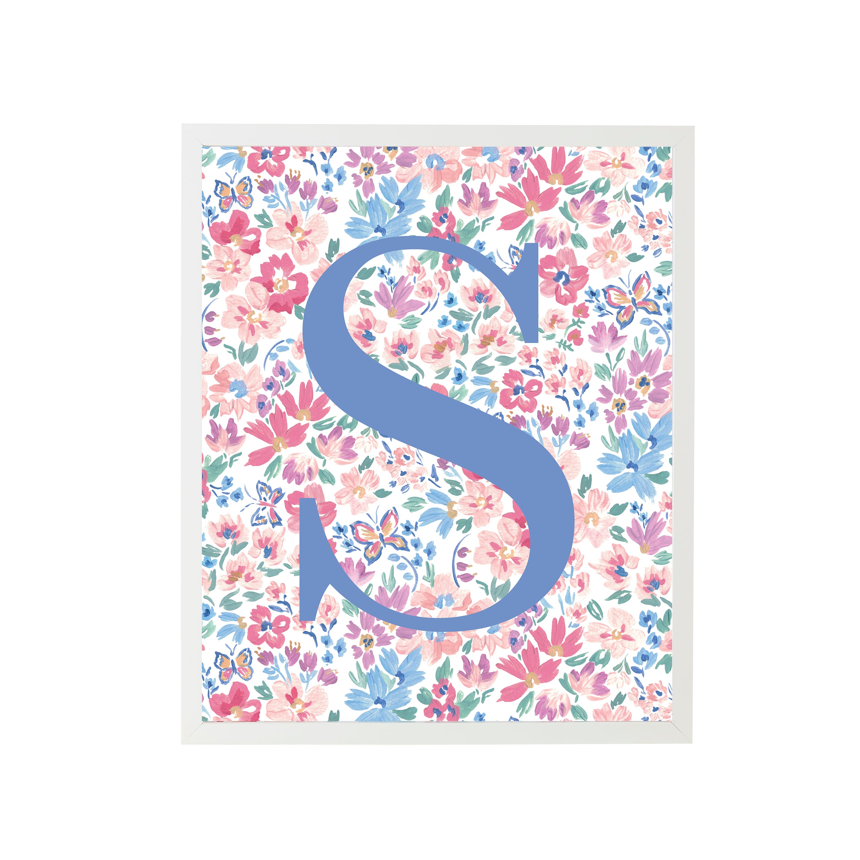 Butterfly Garden Letter "S" Nursery Art Print