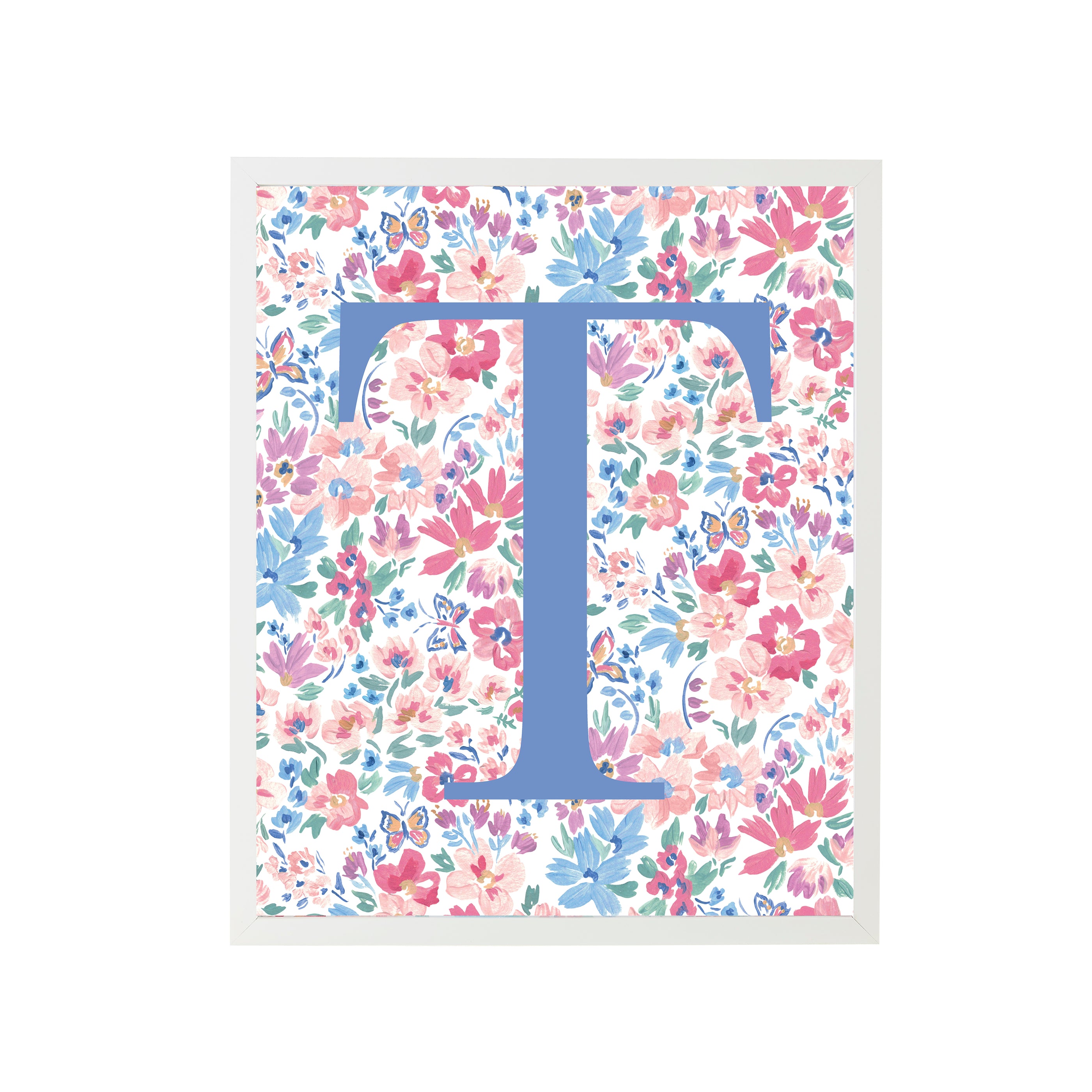 Butterfly Garden Letter T Art Print for Nursery