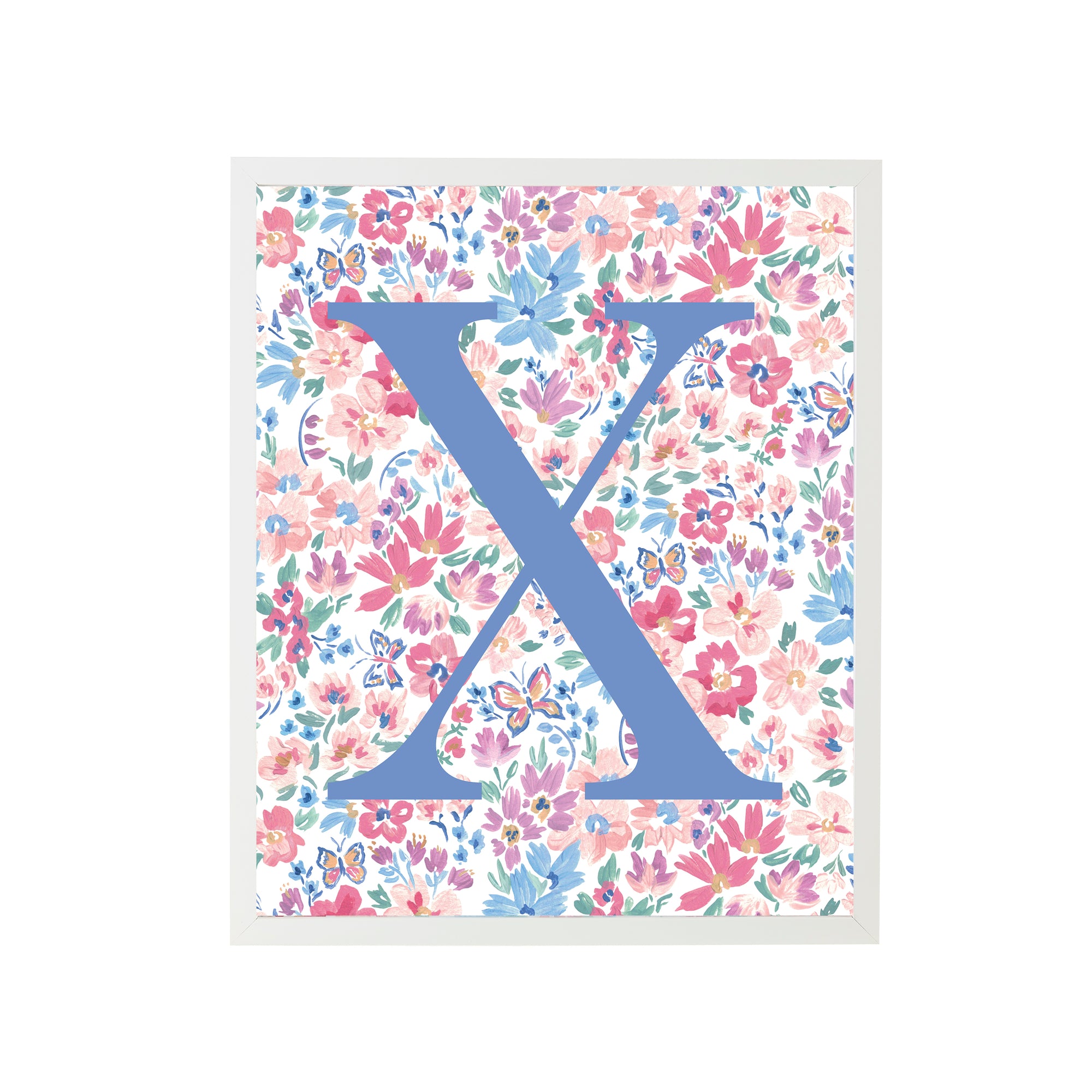 Butterfly Garden Letter "X" Art Print Nursery Decor